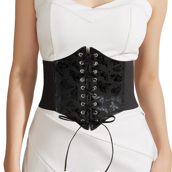 Ееuwіgеgеlоftе Accessories - Womens Elastic Waist Belts Wide Elastic Lace Up Pirate Corset For Dress Dark☺️